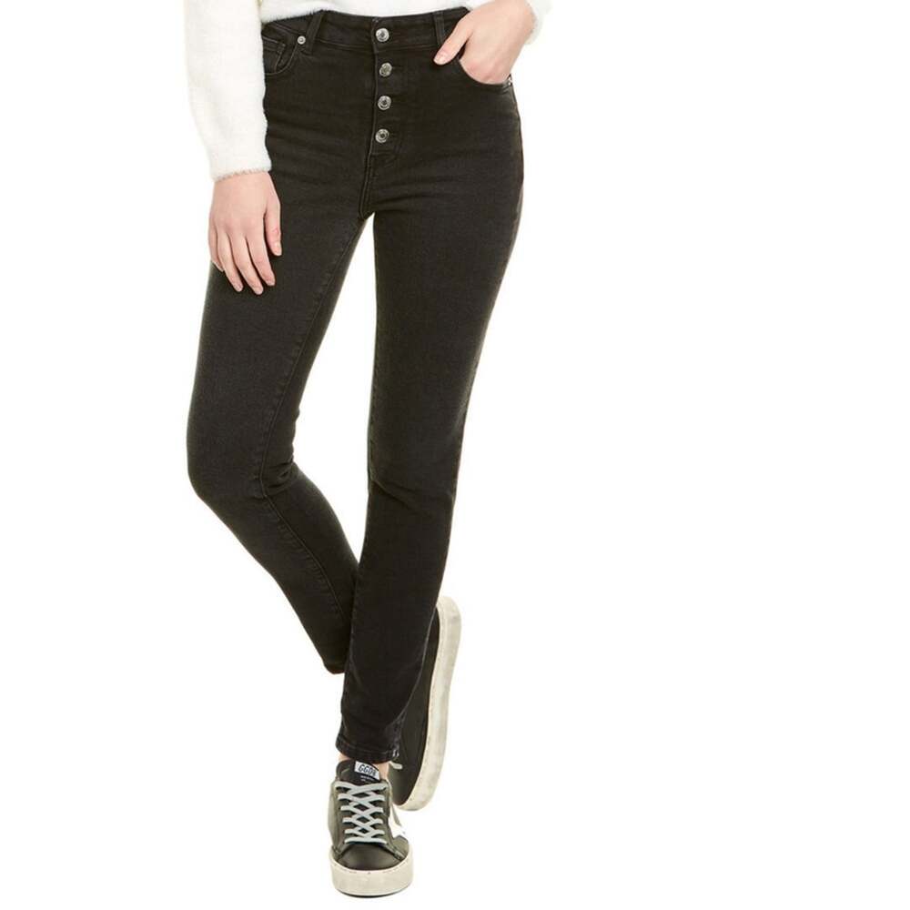 IRO Gaety Slim High Rise Jeans Button Fly Black Size 26